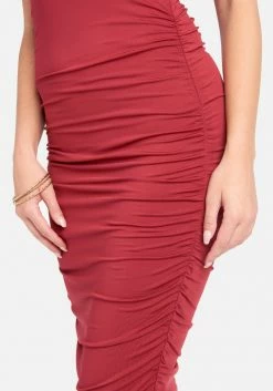 JUMP One Shoulder Solid Midi Dress Clothing