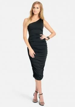 JUMP One Shoulder Solid Midi Dress