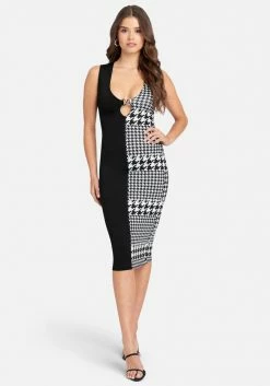 JUMP Print Shop Printed Color Block Hardware Detail Dress