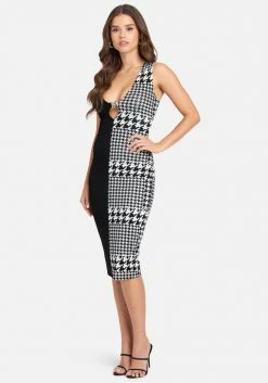 JUMP Print Shop Printed Color Block Hardware Detail Dress
