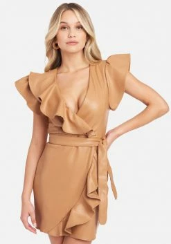 JUMP Ruffle Faux Leather Dress