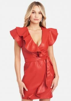 JUMP Ruffle Faux Leather Dress Best Sellers