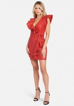 JUMP Ruffle Faux Leather Dress Best Sellers