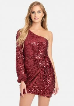 JUMP Clothing One Shoulder Sequin Wrap Dress