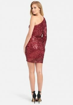JUMP Clothing One Shoulder Sequin Wrap Dress