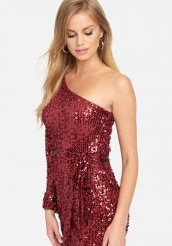 JUMP Clothing One Shoulder Sequin Wrap Dress