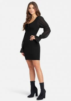 JUMP Tiered Puff Sleeve Mini Dress