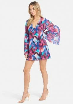JUMP Long Sleeve Printed Trapeze Dress