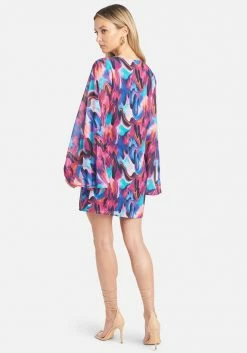JUMP Long Sleeve Printed Trapeze Dress