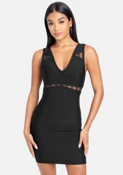 JUMP Mesh Illusion Cut Out Bandage Dress