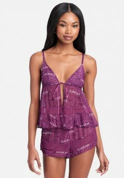 PPI Logo Print Mesh 2 Piece Cami Set