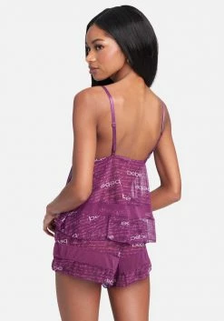 PPI Logo Print Mesh 2 Piece Cami Set