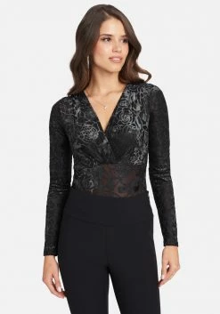 TC Burnout Velour Deep V Bodysuit