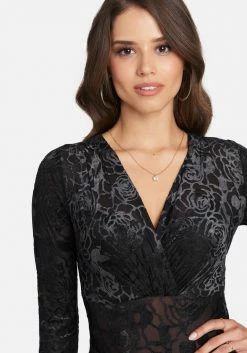 TC Burnout Velour Deep V Bodysuit