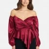 TC Asymmetrical Peplum Hammered Satin Blouse Best Sellers