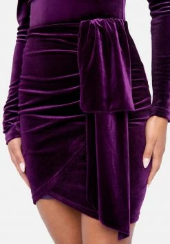 TC Asymmetric Side Cascade Velour Skirt