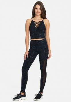 TC Bebe Logo Multi Color Foil Print Side Mesh Insert Legging