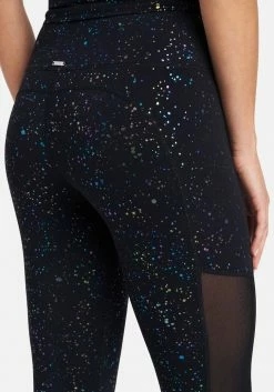 TC Bebe Logo Multi Color Foil Print Side Mesh Insert Legging