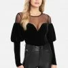 TC Deep Sweetheart Neck Velour Bodysuit Clothing