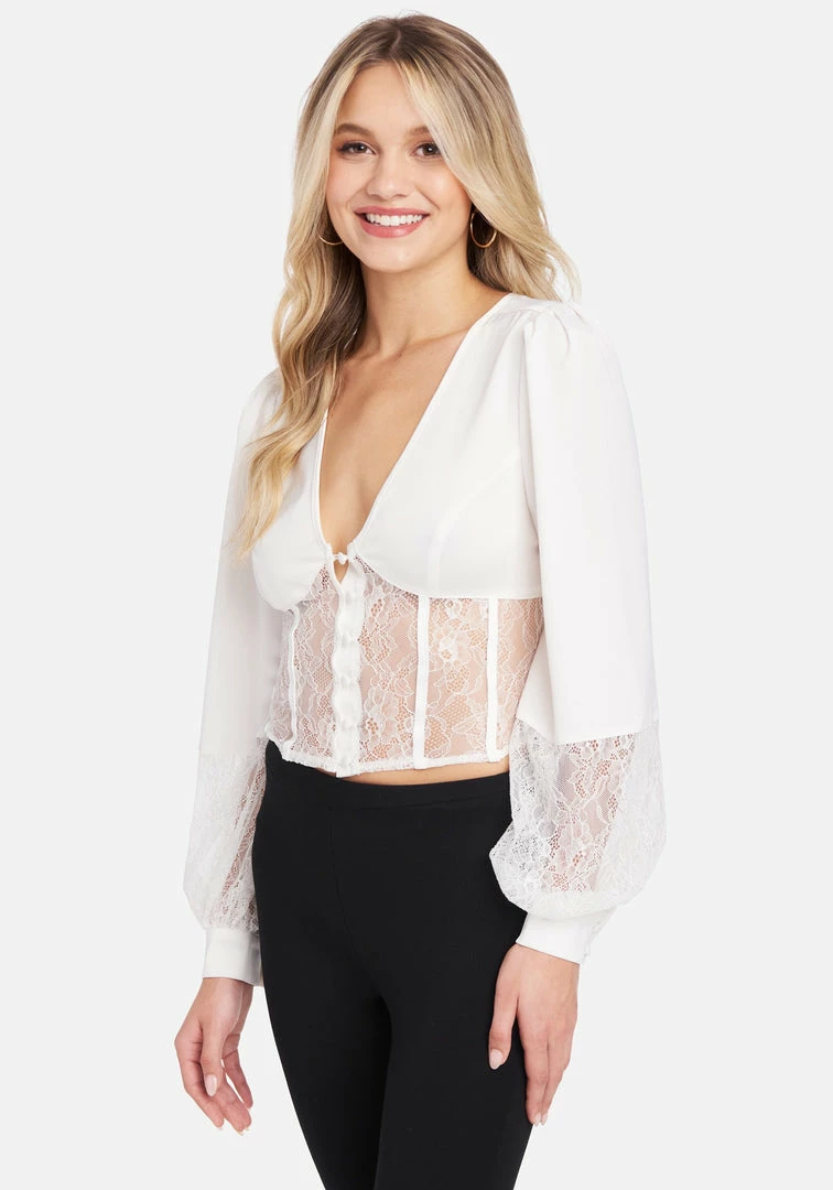 TC Satin & Lace Bustier Waist Blouse Clothing 2 TC Satin & Lace Bustier Waist Blouse Clothing