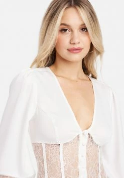 TC Satin & Lace Bustier Waist Blouse Clothing 8 TC Satin & Lace Bustier Waist Blouse Clothing