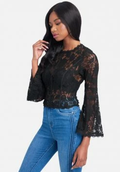 TC Clothing Flared Sleeve Lace Top