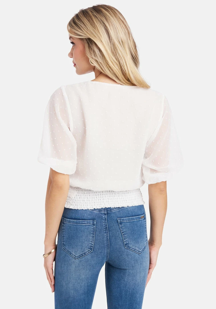 TC Swiss Dot Multi Button Smocked Hem Blouse 3 TC Swiss Dot Multi Button Smocked Hem Blouse