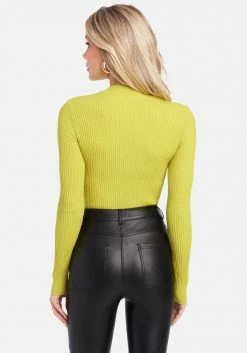 TC Best Sellers Gold Button Mock Neck Sweater