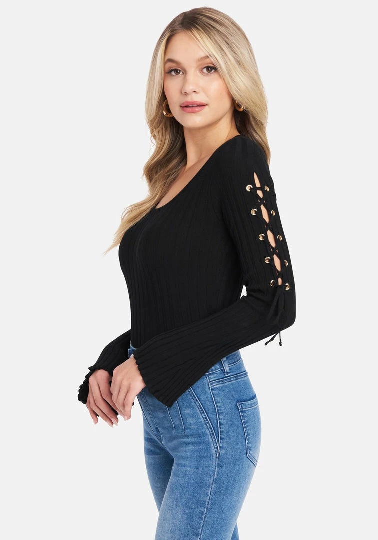 TC Clothing Scoop Neck Lace Up Bell Sleeve Sweater 2 TC Clothing Scoop Neck Lace Up Bell Sleeve Sweater