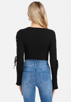 TC Clothing Scoop Neck Lace Up Bell Sleeve Sweater 7 TC Clothing Scoop Neck Lace Up Bell Sleeve Sweater