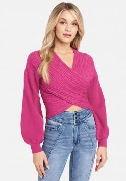 TC Cable Knit Cross Over Full Sleeve Sweater Clothing