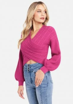 TC Cable Knit Cross Over Full Sleeve Sweater Clothing