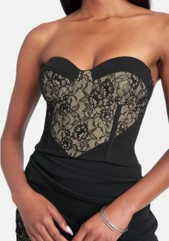 TC Lace & Knit Crepe Bustier Clothing