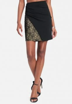 TC Clothing Side Lace Insert Knit Crepe Skirt