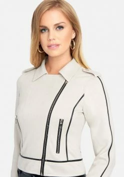 TC Vegan Suede Piping Detail Moto Jacket Clothing 8 TC Vegan Suede Piping Detail Moto Jacket Clothing