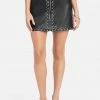 TC Clothing Vegan Leather Zipper Front Stud Skirt