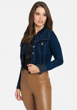 Clothing Multi Stitch Cropped Denim Jacket