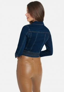 Clothing Multi Stitch Cropped Denim Jacket