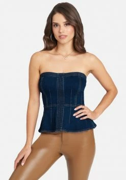 Clothing Multi Stitch Denim Bustier