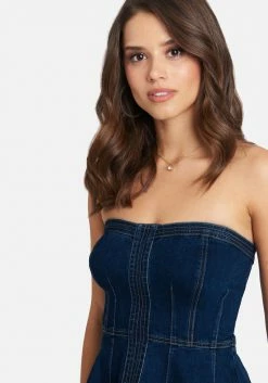 Clothing Multi Stitch Denim Bustier
