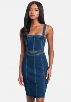 Festival Season Multi Stitch Body Contour Denim Dress