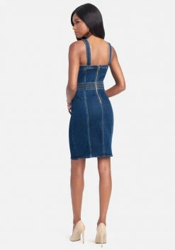 Festival Season Multi Stitch Body Contour Denim Dress