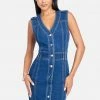 TC Button Down Multi Seam Denim Dress Festival Season