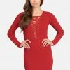 JUMP Clothing Plunge Neck Lace Up Sweater Dress
