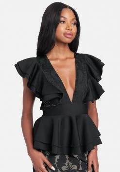 JUMP New Lace Ruffle Peplum Pencil Dress