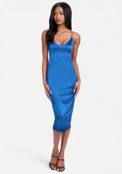 JUMP Clothing Strappy Back Satin Midi Dress