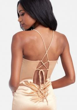 JUMP Strappy Back Satin Midi Dress Best Sellers