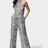 Wide Leg Printed Halter Jumpsuit Festival Season