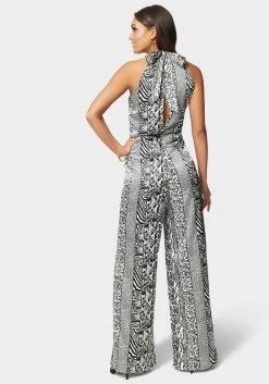 Wide Leg Printed Halter Jumpsuit Festival Season