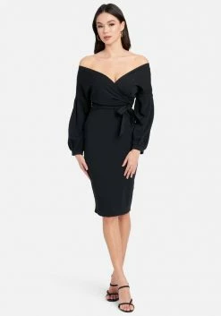 JUMP Off Shoulder Puff Sleeve Pencil Dress Best Sellers